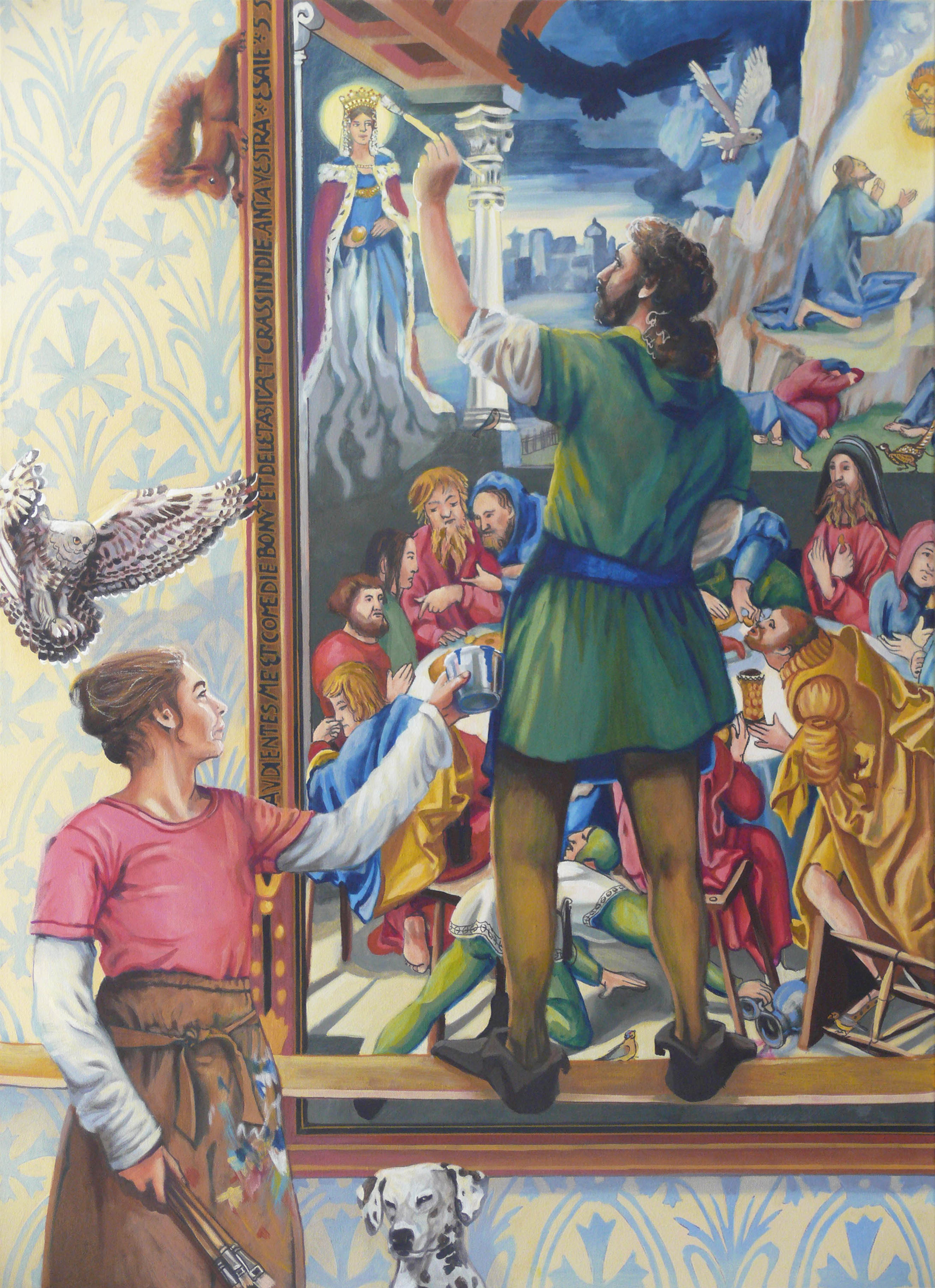 Beate Blankenhorn - Malerei - Eitempera auf Leinwand - Jerg Ratgeb, Maler und Bauernführer, beim Malen des Herrenberger Altars