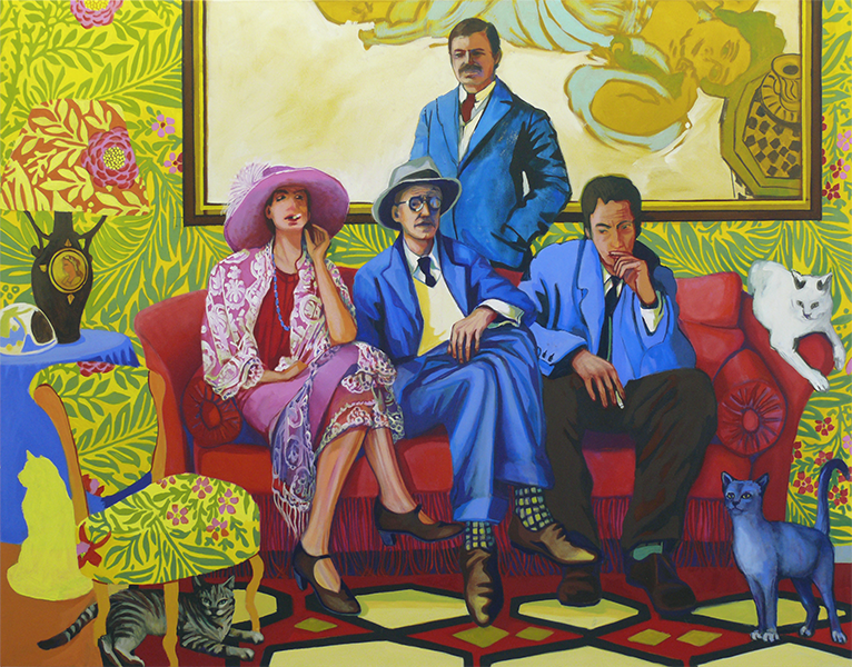 Beate Blankenhorn - Malerei - Eitempera auf Leinwand - Virginia Woolf, James Joyce, Ernest Hemingway, Albert Camus, ein Matisse und 4 Katzen
